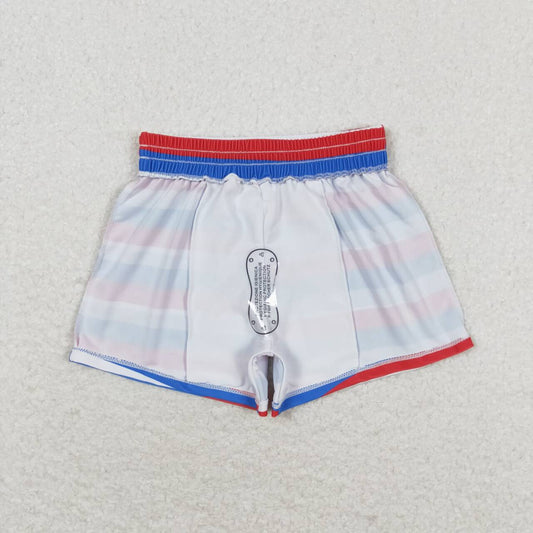 S0233 4th of July Red and blue striped swim trunks