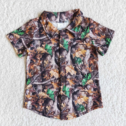 Sibling Baby Boys Southern Camo Short Sleeves Button Pockets Shirts Tops C11.19