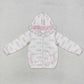 GT0873 Baby Girls Pink Bows Hooded Top Zip Tops