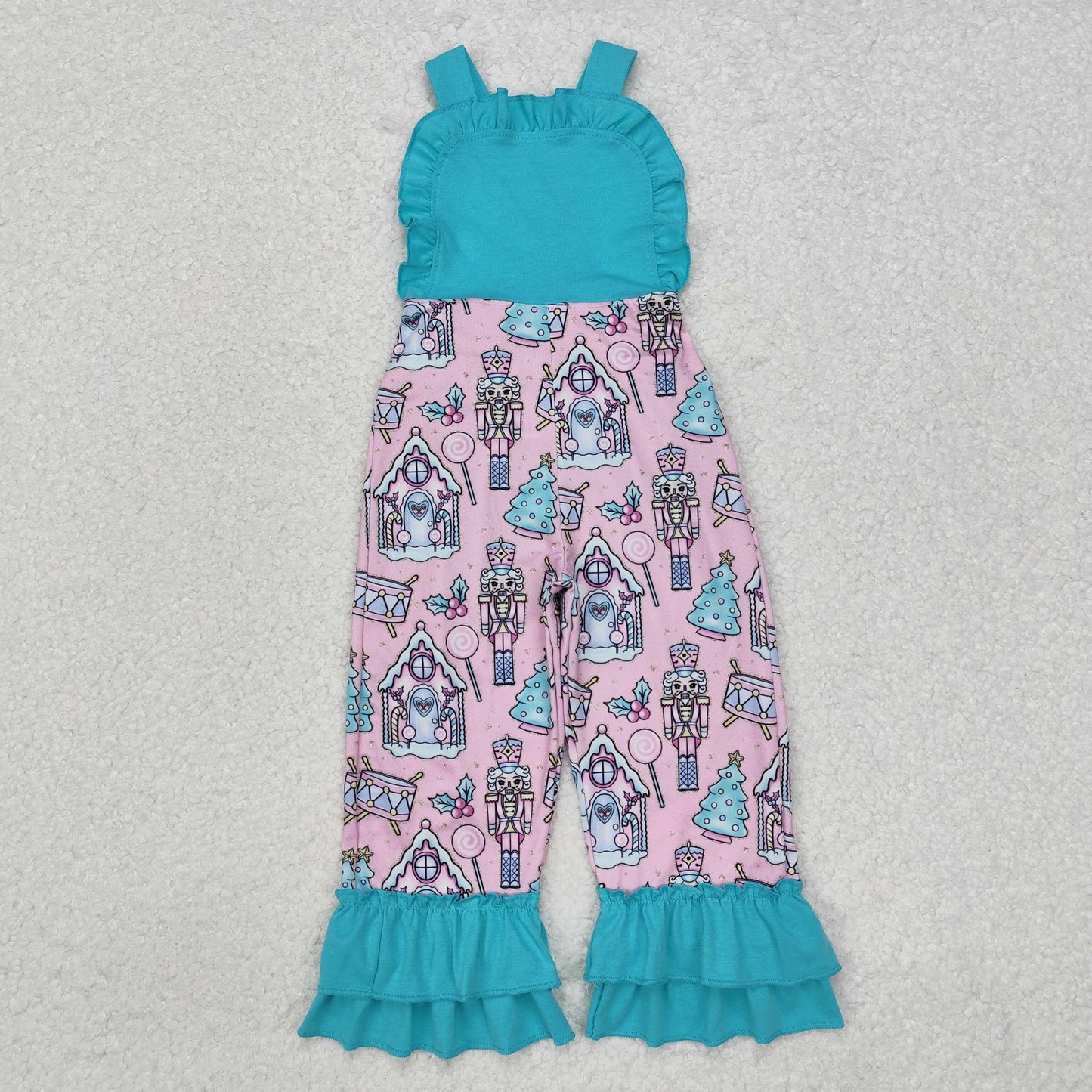 SR2009 Baby Girls Blue Christmas Soldier Straps Jumpsuit