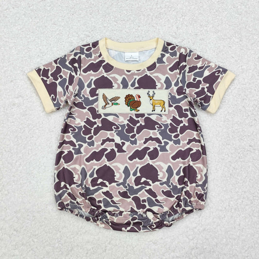 SR1902 Baby Infant Boys Camo Deer Hunting Short Sleeve Romper