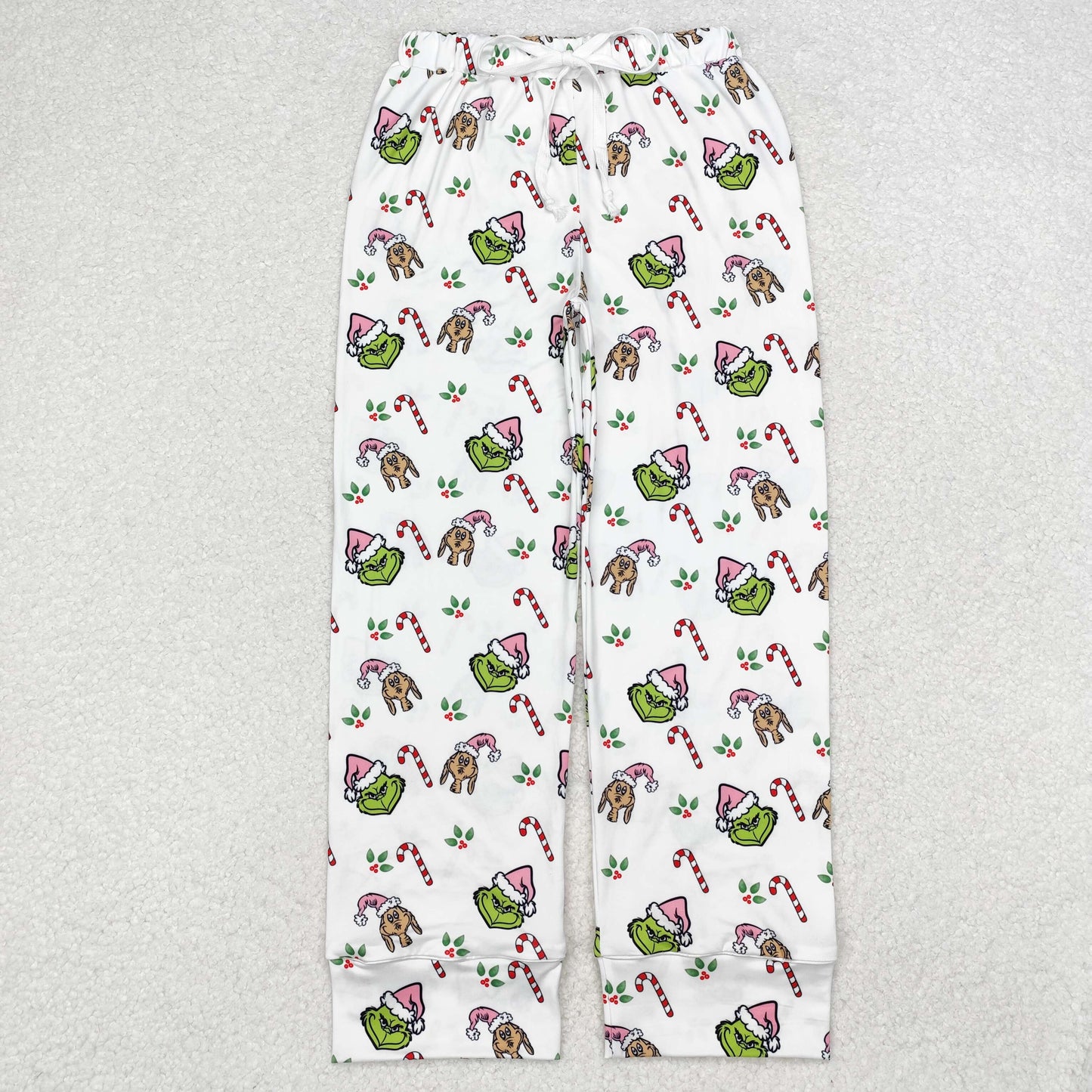 P0536 Adult Women Christmas Green Face Bottom Pants Pajamas