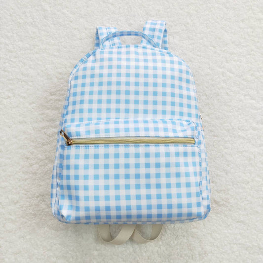 BA0087 blue and white plaid backpack