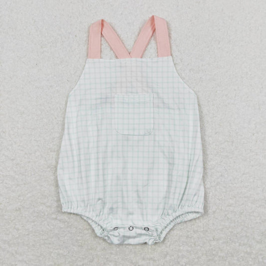 SR1229 Pocket checked tank top onesie