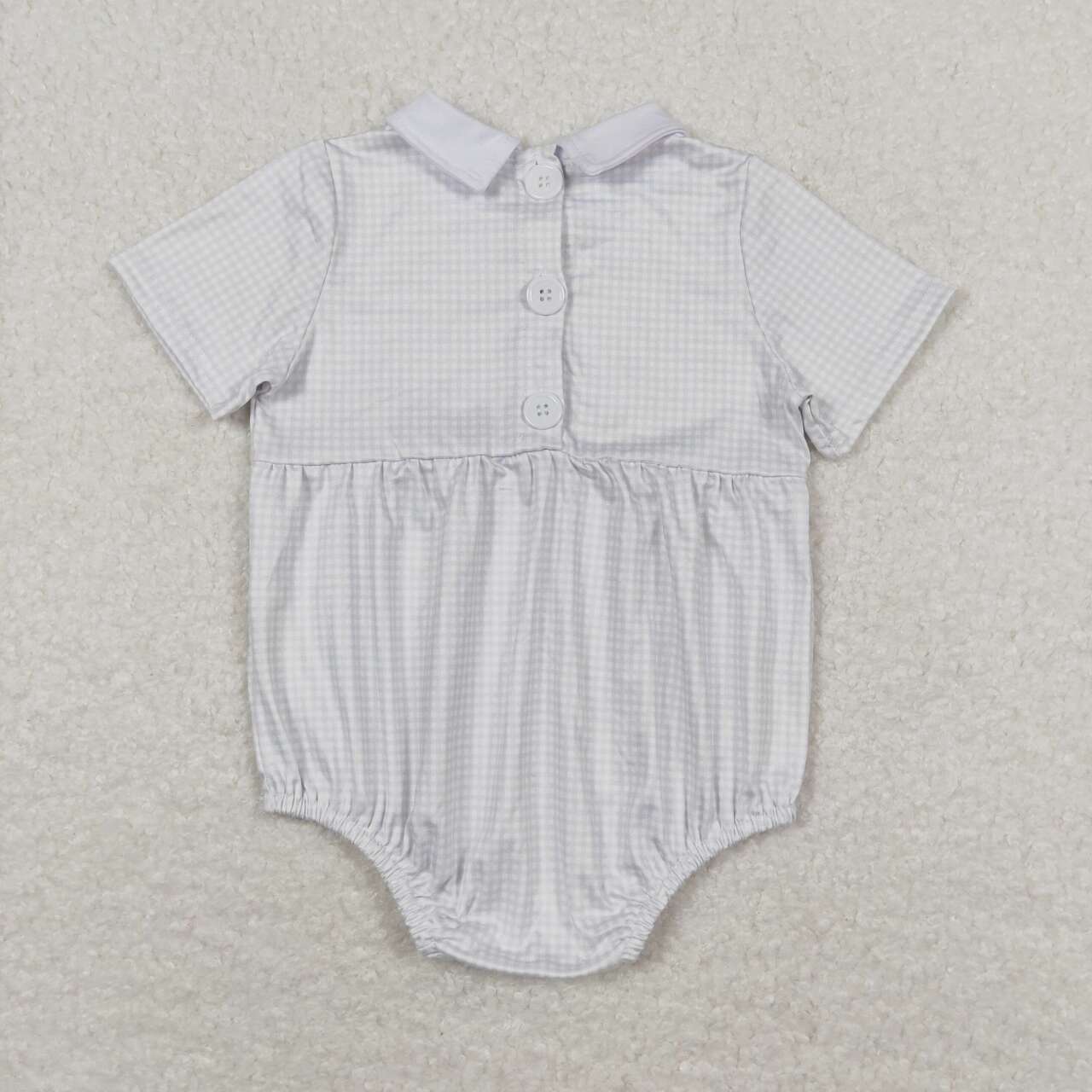 SR0598 Blue Plaid doll collar short-sleeved jumpsuit