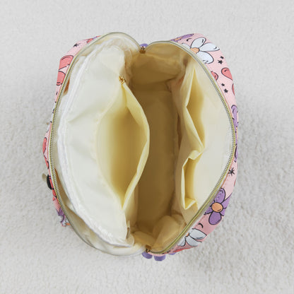 BA0240 Baby Kids Girls Pink Flowers Backpack Zip Back Bag 4.26