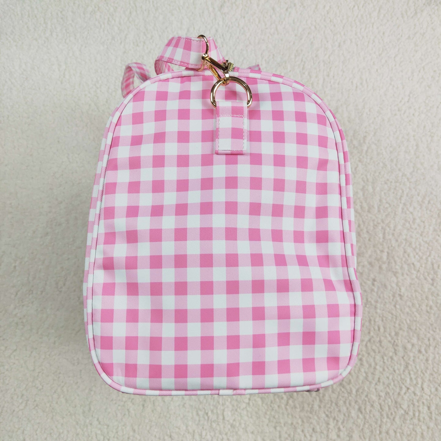 BA0302 Pink Checkered Print Gym Duffle Bags 5.5