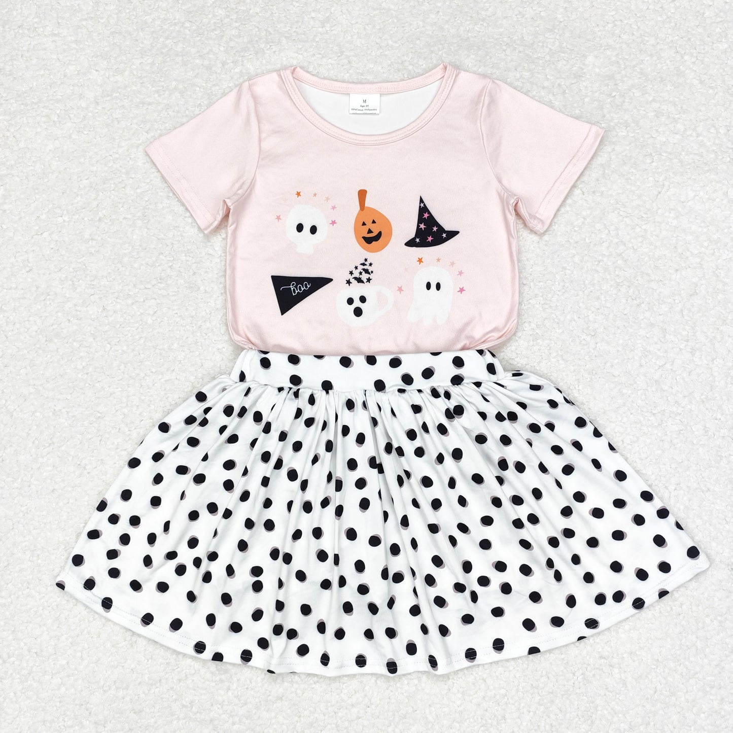 GT0698+GLK0031 Baby Girls Halloween Pumpkin Top Skirts Clothes Set