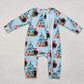 LR1459 Baby Infant Boys Christmas Western Highland Cow Zip Bamboo Romper