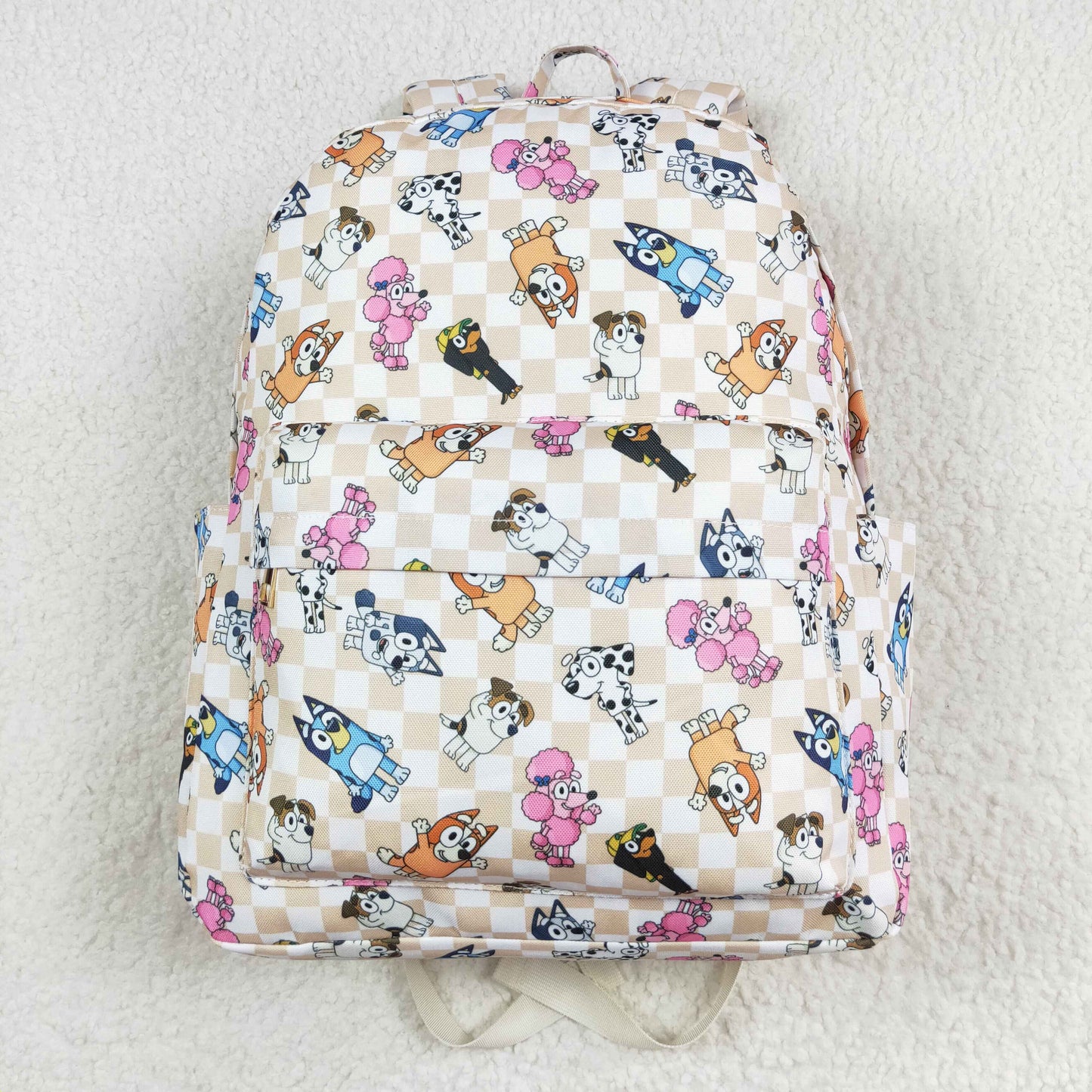 BA0187 cartoon dog plaid backpack