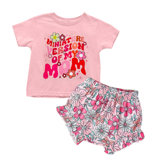 GBO0348Baby Girls Pink Flowers Version Top Bummies Clothes Sets Preorder