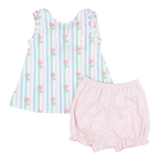 GBO0360Baby Girls Blue Flowers Top Bummies Clothes Sets Preorder