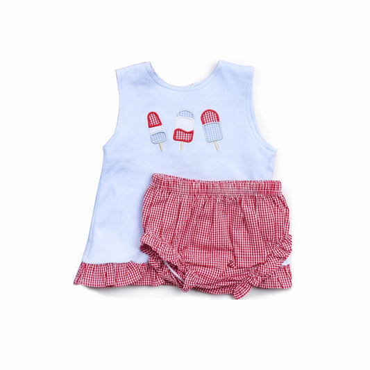 GBO0362Baby Girls 4th Of July Popstick Top Bummies Clothes Sets Preorder