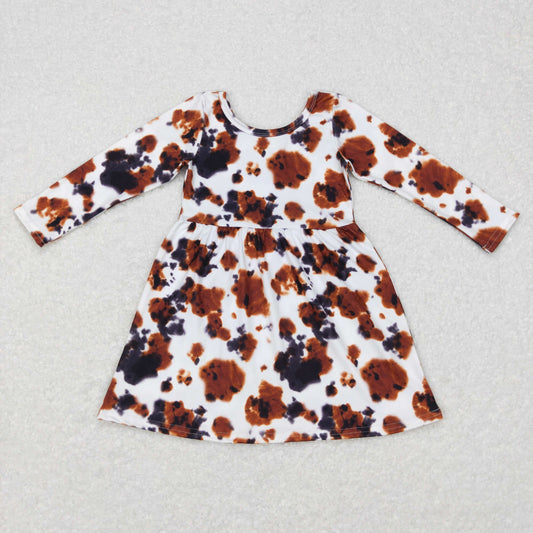 GLD0226 Baby Girls Western Cowhide Knee Length Dress