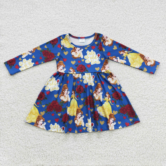 GLD0228 Baby Girls Princess Flowers Knee Length Dress