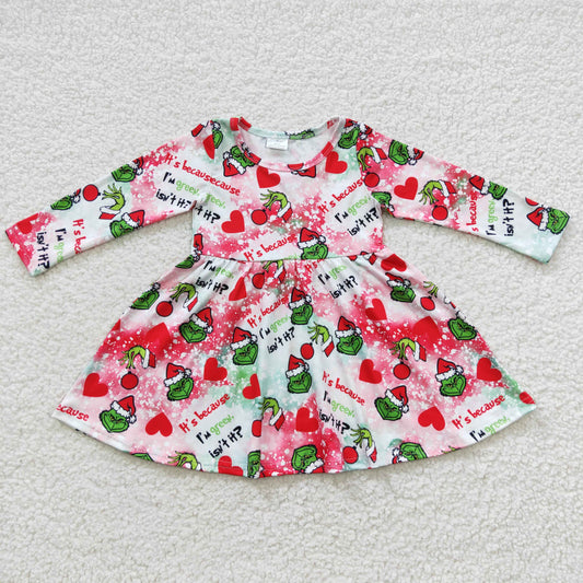 GLD0257 Baby Girls Christmas Red Frog Dress