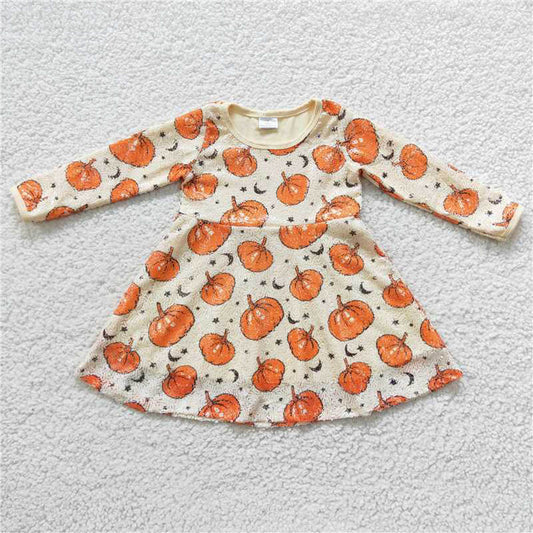 GLD0271 Orange pumpkin sequin long-sleeved dress