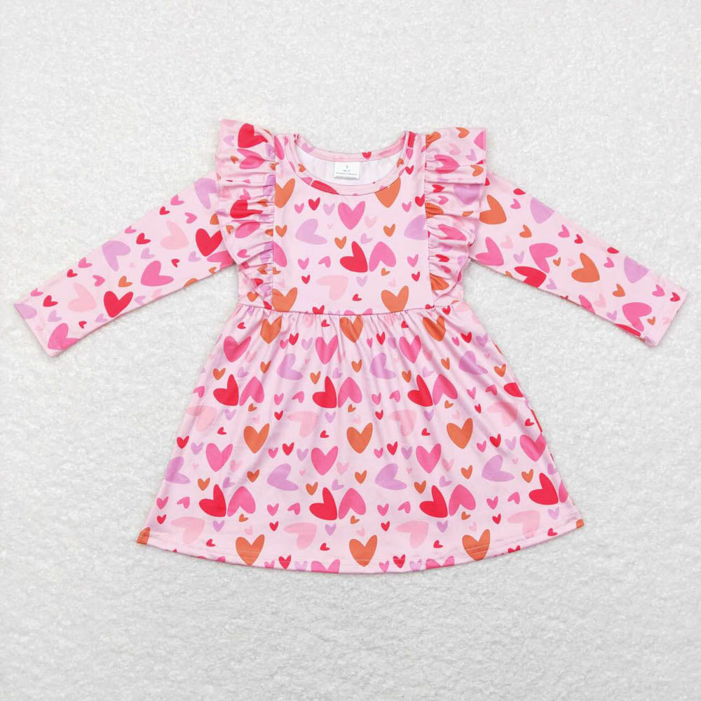 GLD0460 Baby Girls Valentines Hearts Pink Red Knee Length Dress