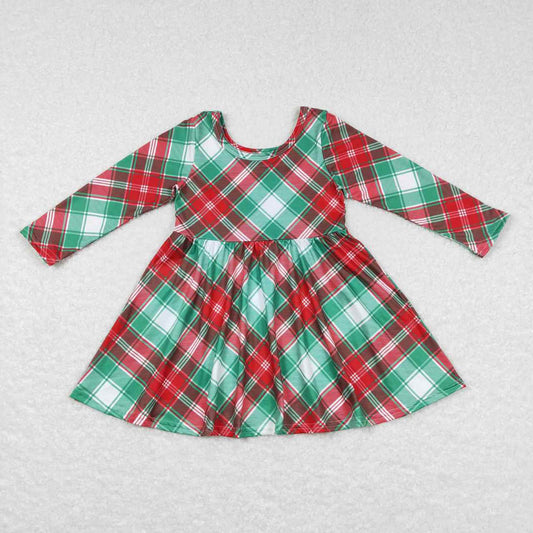 GLD0462 red and green plaid long-sleeved dress