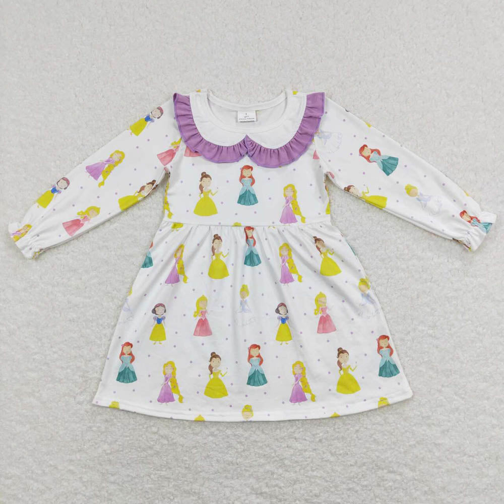 GLD0478 lace neckline white long-sleeved dress