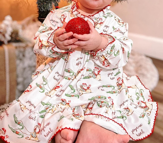 GLD0891 Baby Girls Christmas Crocodile Knee Length Dresses Preorder