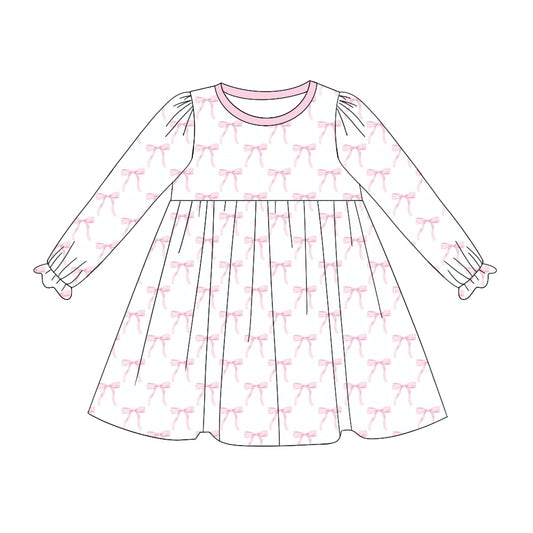 GLD0898 Baby Girls Pink Bows Knee Length Dresses Preorder