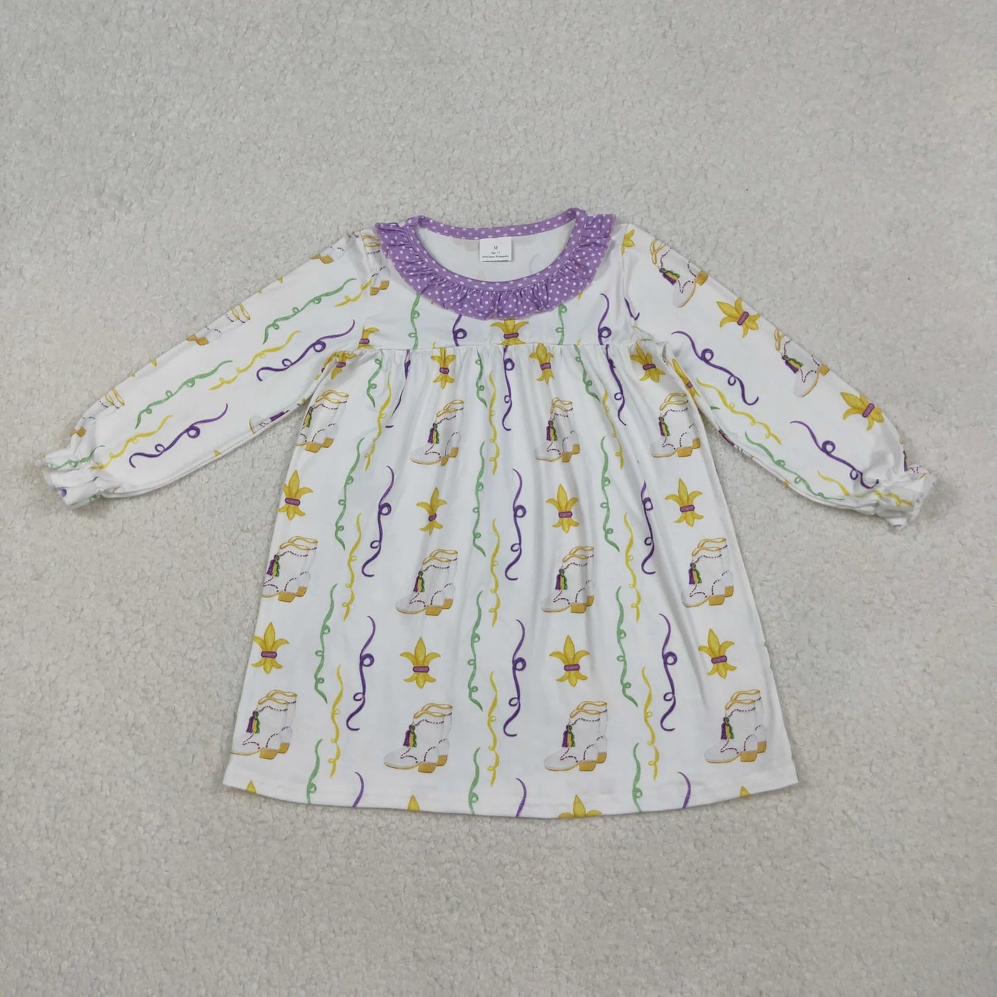 Sibling Baby Girls Mardigras Anchors Stripe Ruffle Collar Knee Length Dresses Rompers C10.27