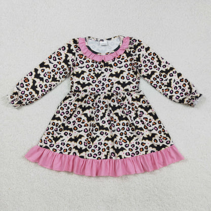 Sibling Baby Girls Bats Leopard Halloween Ruffle Knee Length Dresses Romper C9.15
