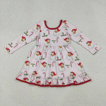 Sibling Baby Girls Christmas Long Sleeve Santa Soldiers Grin Ruffle Knee Length Dresses C11.21