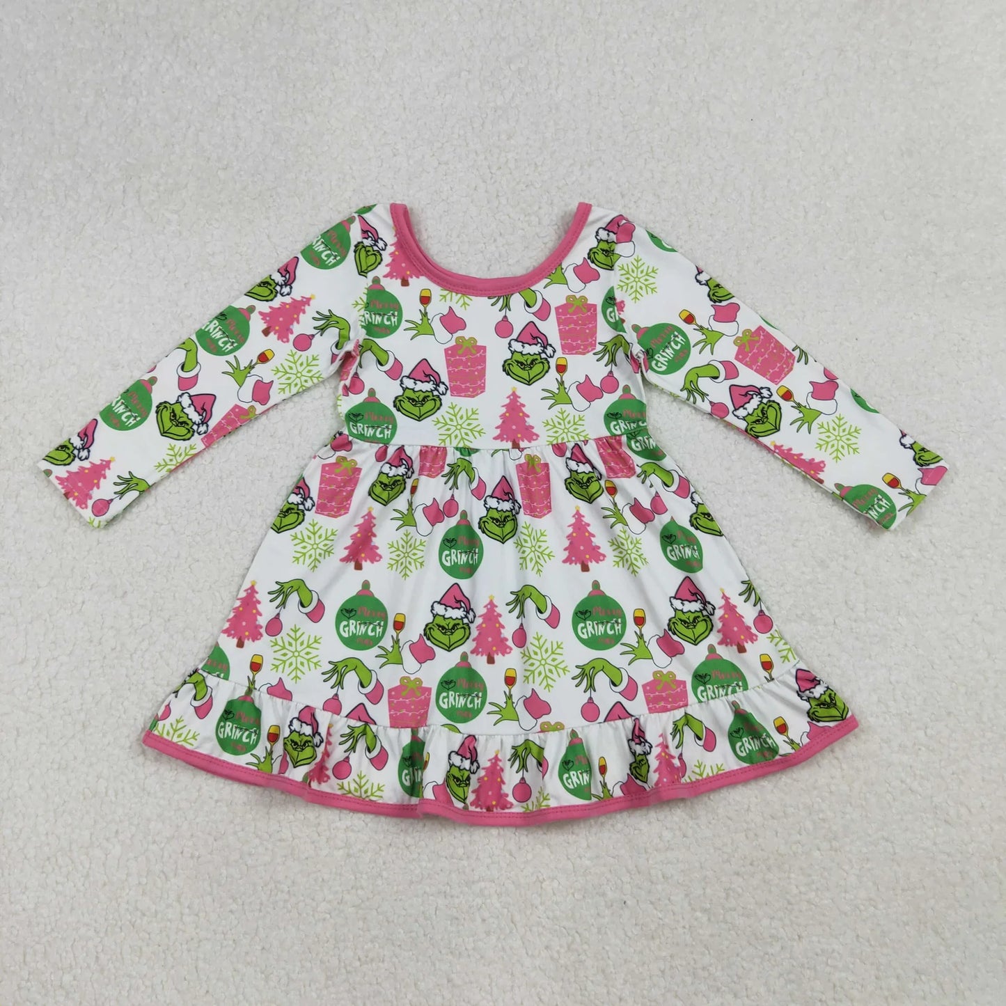 Sibling Baby Girls Christmas Long Sleeve Santa Soldiers Grin Ruffle Knee Length Dresses C11.21