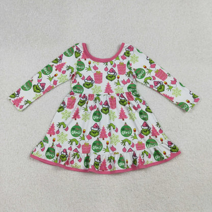 Sibling Baby Girls Christmas Long Sleeve Santa Soldiers Grin Ruffle Knee Length Dresses C11.21