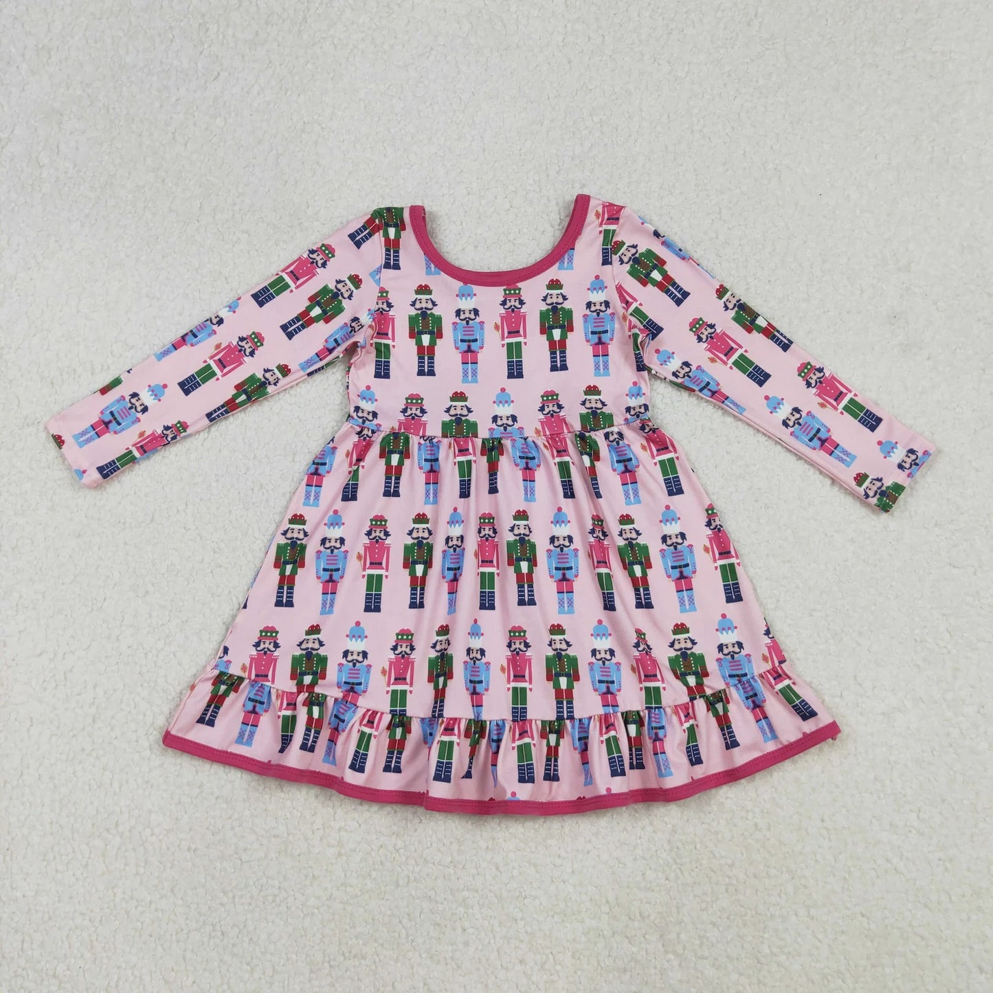 Sibling Baby Girls Christmas Long Sleeve Santa Soldiers Grin Ruffle Knee Length Dresses C11.21