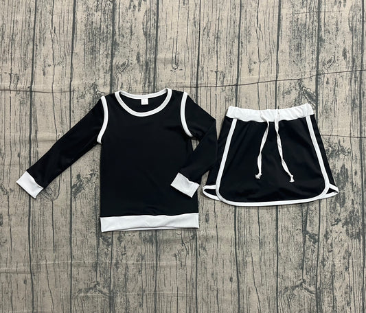 Sample GLD1481 Cute Yoga fabric Baby Girls Black Long Sleeve Top Skirts Shorts Yoga Clothes Sets