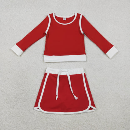 RTS GLD1482 Baby Girls Red Long Sleeve Top Skirts Shorts Yoga Active Clothes Sets