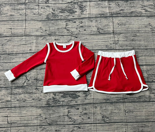 Sample GLD1482 Cute Yoga fabric Baby Girls Red Long Sleeve Top Skirts Shorts Yoga Active Clothes Sets