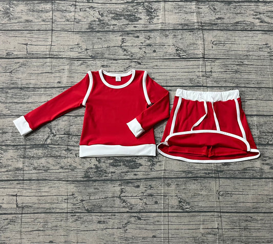 Sample GLD1482 Cute Yoga fabric Baby Girls Red Long Sleeve Top Skirts Shorts Yoga Active Clothes Sets