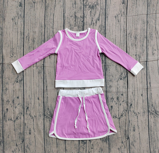 Sample GLD1484 Cute Yoga fabric Baby Girls Pink Long Sleeve Top Skirts Shorts Yoga Clothes Sets
