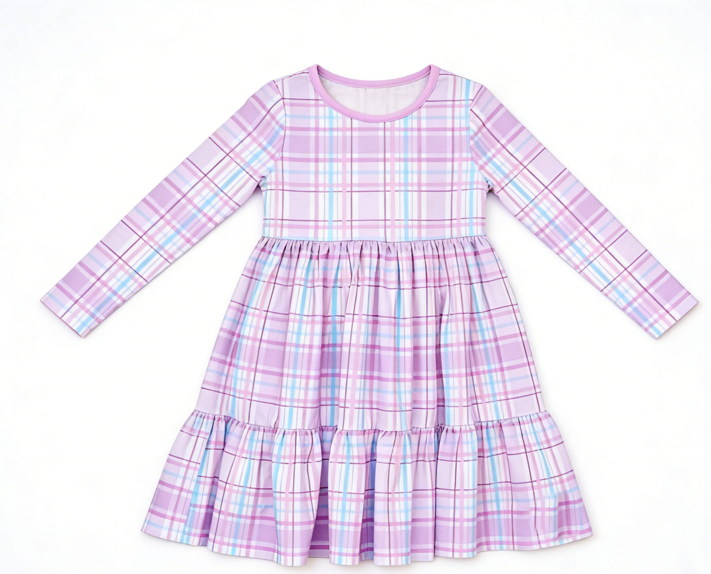 C12.13 GLD1568 Baby Girls Colorful Checked Patchwork Knee Length Dresses Preorder