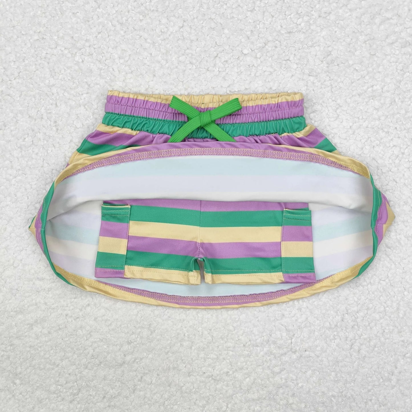 Sibling Baby Girls Mardigras Stripes Ruffle Shorts Skirt Shorts Bottom C12.6