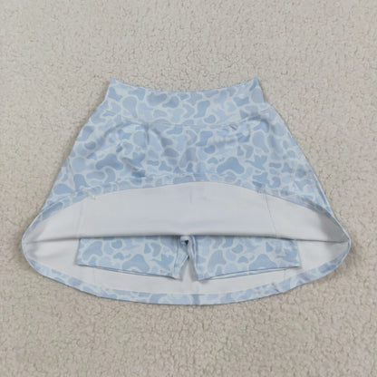 Adult Women Girls Light Grey Camo Yoga Active Skirt Shorts Bottoms C10.24