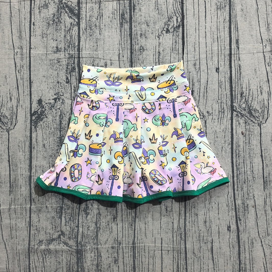 Sample GLK0163 Cute Yoga fabric Baby Girls Mardigras Anchors Crocodiles Yoga Skirt Shorts Bottom