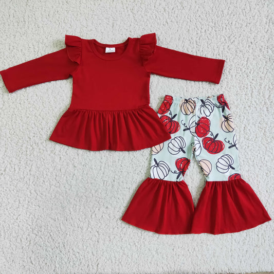 GLP0039 Baby girls Halloween pumpkin red legging clothes set
