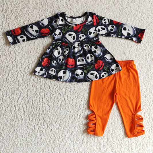 GLP0148 Halloween Girl Pumpkin Skull Outfit