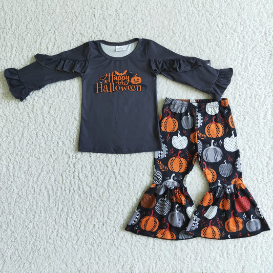 GLP0178 Baby Girls Happy Halloween bell bottom pants clothes set