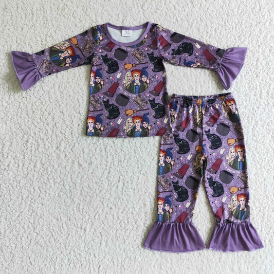 GLP0191 Halloween Girl Purple Witch Pajamas