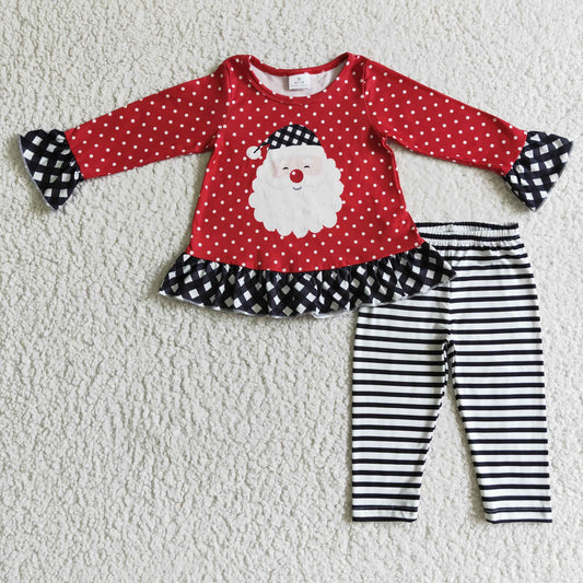 GLP0224 Christmas Girl Red Dot Santa Checkerboard Outfit