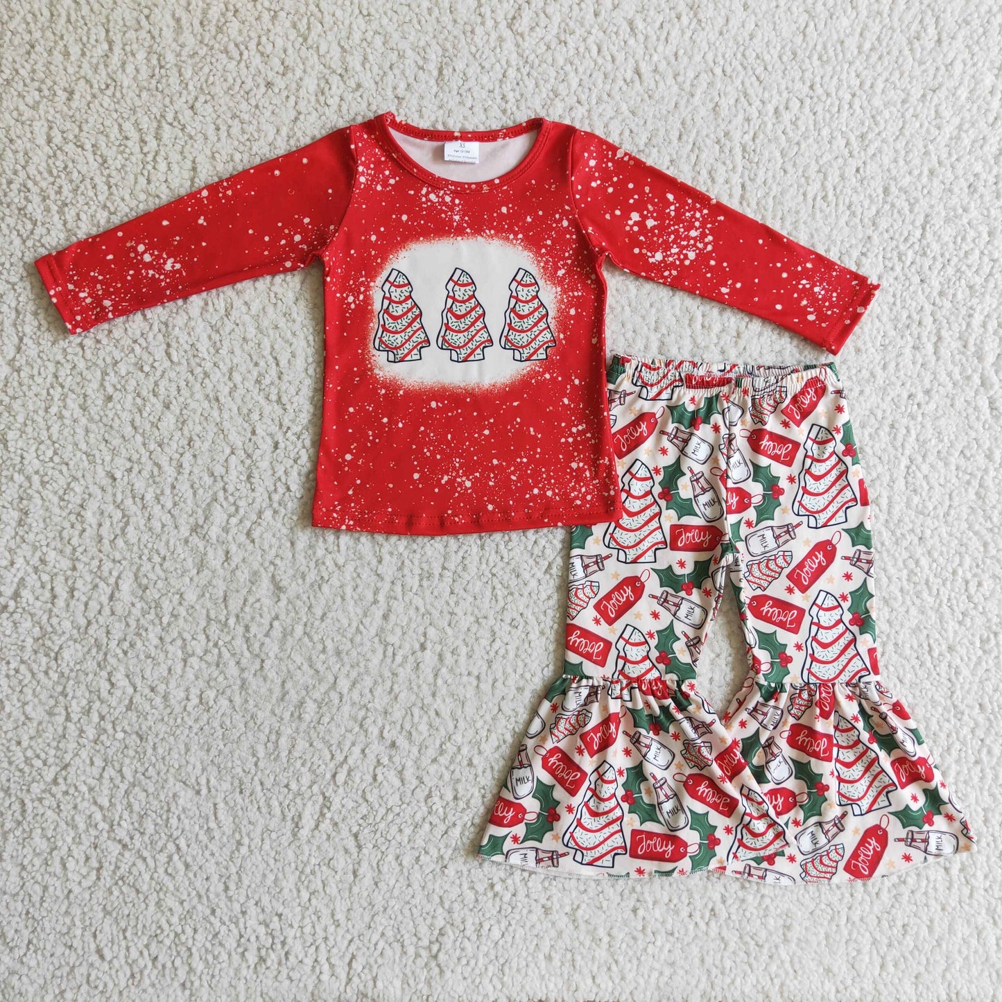 GLP0272 Girl Christmas Tree Cake Pie Bell Outfits