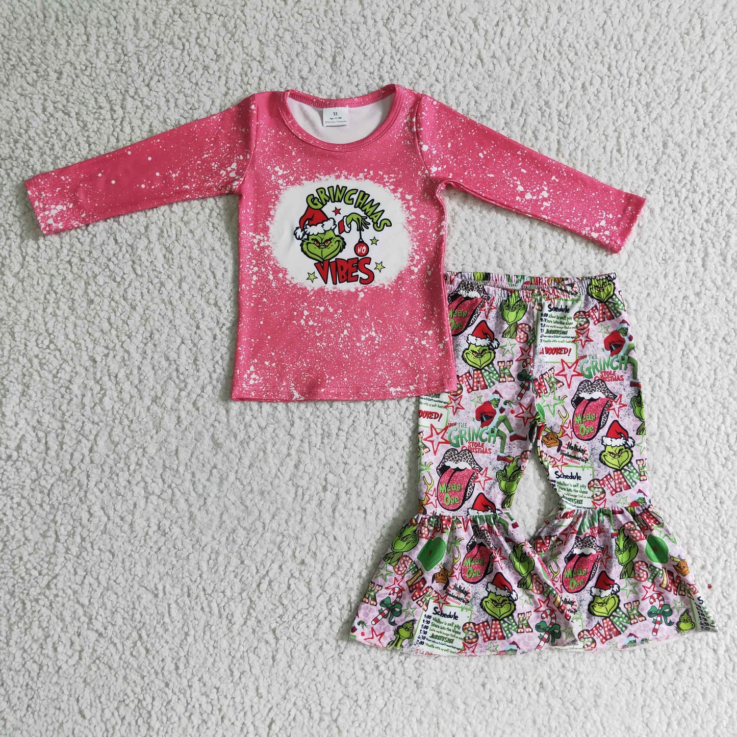 GLP0283 Christmas Vibes Girl Pink Bell Outfit