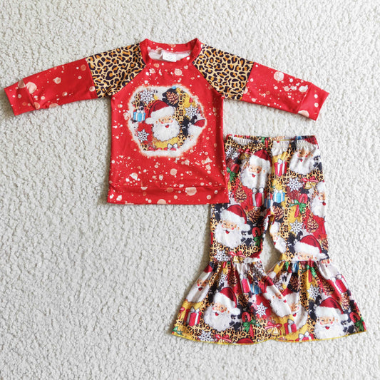GLP0323 Baby girls Christmas Red Santa bell pants clothes set