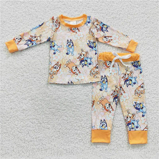 GLP0467 Cartoon flowers Orange long sleeve long